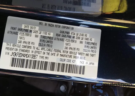 2021 Mazda Cx-5 Grand Touring z USA, uszkodzony, nr VIN JM3KFBDM4M0410667